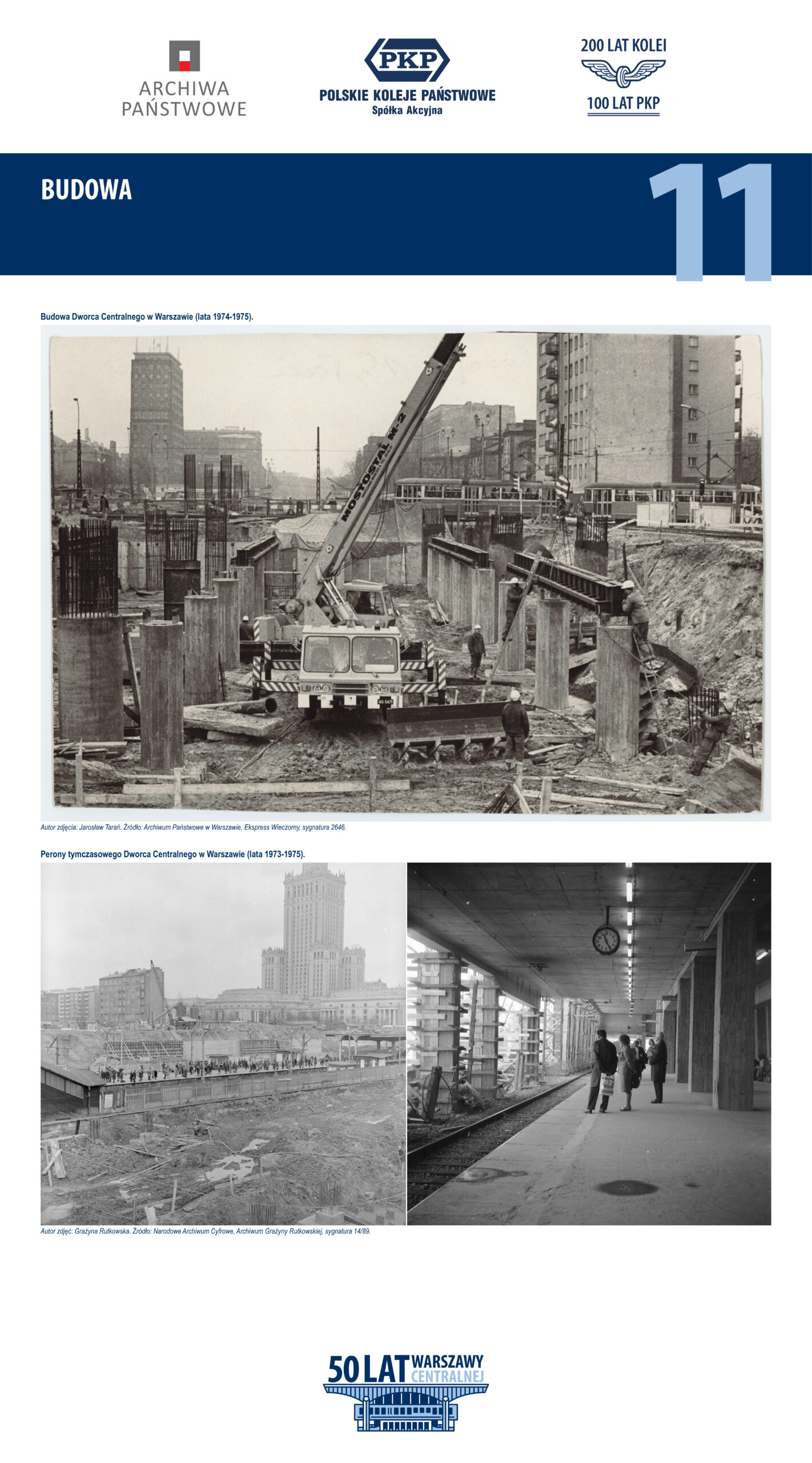 Plansza z wystawy - 50 lat Dworca Centralnego w Archiwach Państwowych